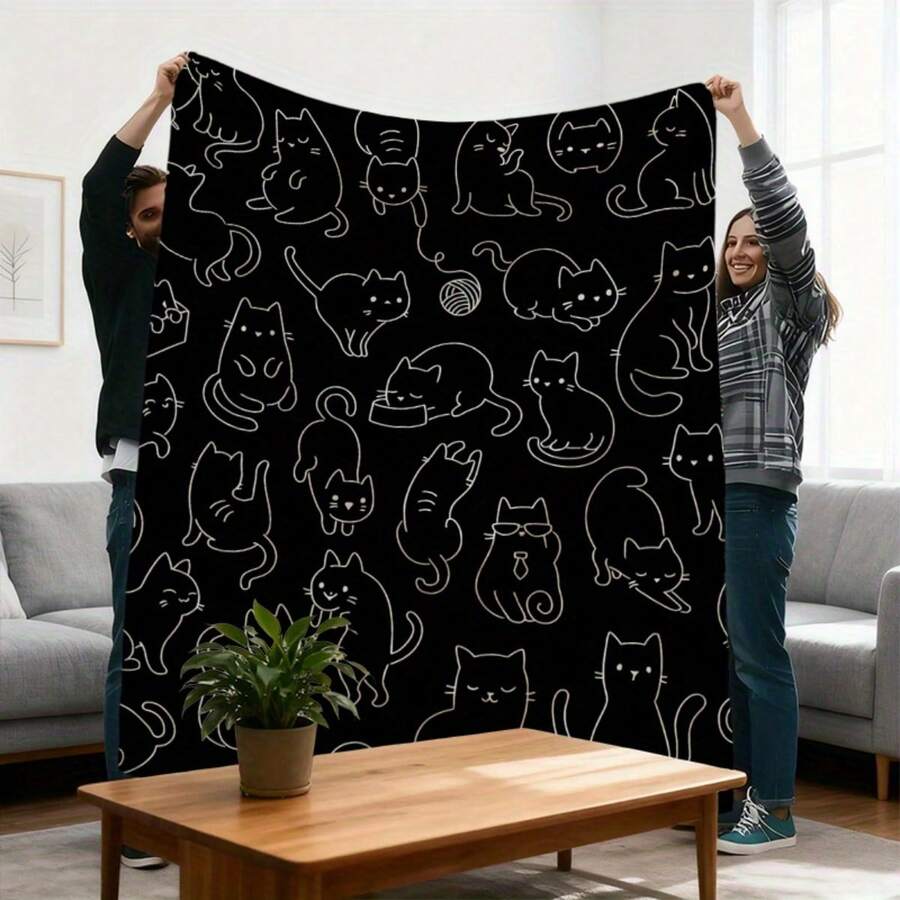 1pc Colorable Geometric Cat Graffiti Blanket - Long Plush All-Season Sofa Bedspread With Free Coloring For & S, Soft Warm Bedding Gift, Cozy For Rooms (Blanket Only - No Markers Included) Four Seasons Universal Multifunctional Blanket/Perfect Gift, Aesthetic Design And 2D Printing Technology Is An Ideal Companion For Sofa Napping, Traveling Camping, Home Decoration And Office Embellishment.A Thoughtful Gift For Thanksgiving, Christmas, Valentine's Day, Father's Day, Mother's Day And Other Festivals Special Moments Such As Birthdays, Weddings, Anniversaries And More.Exclusive Gifts For Family Members, Partners, Parents, Ren, Grandparents Or Dear Friends.They Are Perfect For Beds, Living Rooms, Offices, Beaches,Newly Expanded Themed Collections To Meet A Variety Of Styles And Scenar. - 多色14 - 查看 1