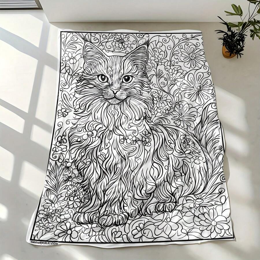 1pc Colorable Geometric Cat Graffiti Blanket - Long Plush All-Season Sofa Bedspread With Free Coloring For & S, Soft Warm Bedding Gift, Cozy For Rooms (Blanket Only - No Markers Included) Four Seasons Universal Multifunctional Blanket/Perfect Gift, Aesthetic Design And 2D Printing Technology Is An Ideal Companion For Sofa Napping, Traveling Camping, Home Decoration And Office Embellishment.A Thoughtful Gift For Thanksgiving, Christmas, Valentine's Day, Father's Day, Mother's Day And Other Festivals Special Moments Such As Birthdays, Weddings, Anniversaries And More.Exclusive Gifts For Family Members, Partners, Parents, Ren, Grandparents Or Dear Friends.They Are Perfect For Beds, Living Rooms, Offices, Beaches,Newly Expanded Themed Collections To Meet A Variety Of Styles And Scenar. - 多色13 - 查看 1