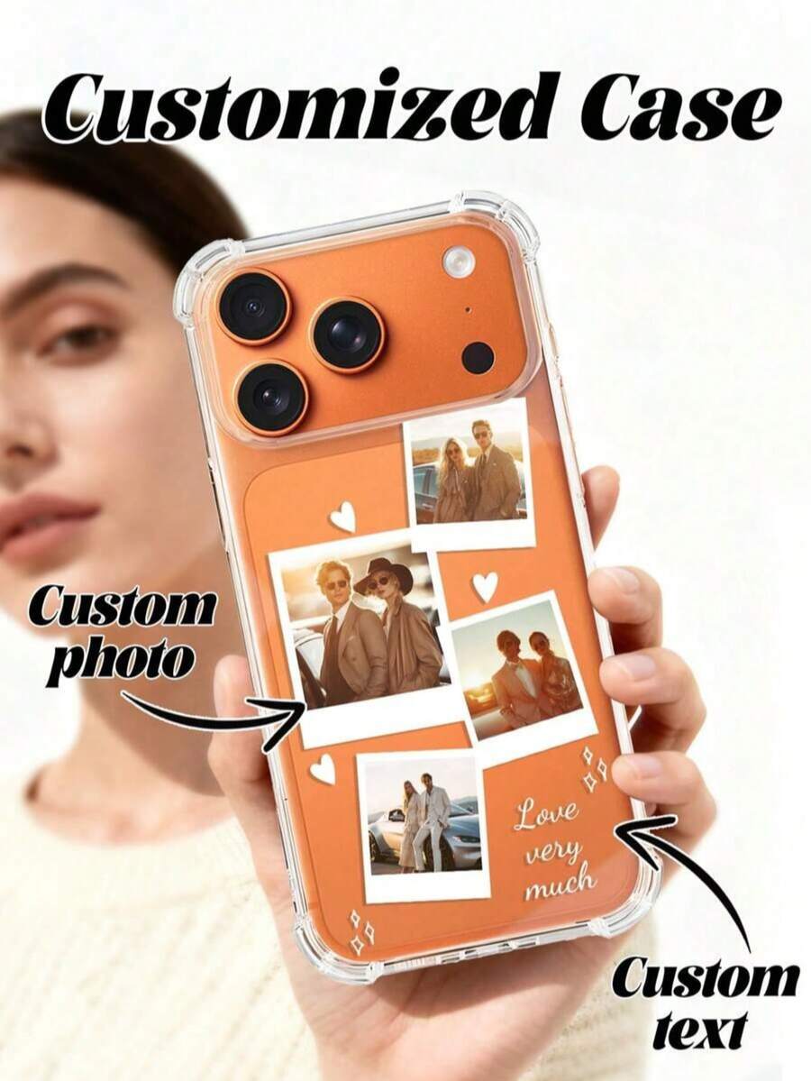 1pc Transparent Shockproof Customizable Puzzle Photo Phone Case, Personalized Name Phone Case, Eternal And Fashionable. An Eternal Customized Phone Case. DIY Customized Phone Case Suitable For S25 Ultra/S25 Plus/S25/S24 Ultra, 11/11 Pro/11 Pro Max/12/12 Pro/12 Mini/12 Pro Max/13/13 Pro/1 Pro Max/13 Mini/14/14 Plus/14 Pro/14 Pro Max/15/15 Plus/15 Pro/15 Max/16/16 Plus/16 Pro/16 Pro Max 16E, Android Phones - Clear - View 1