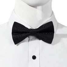 1pc Black Polyester Jacquard Bow Tie, Men's Formal Attire Accessory - Black-g - View 3