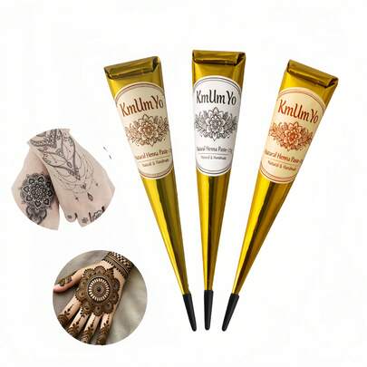 1/3pcs Henna Cone, Brown/Black/Red Henna Temporary Tattoo, Temporary Tattoo, Henna Tattoo Semi-Permanent Henna Temporary Waterproof Tattoo Painting, For Temporary Tattoo Body Art Painting