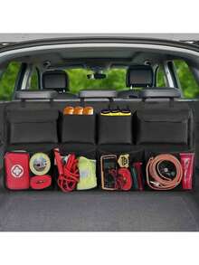 1pcs/2pcs Car Trunk Organizer, Large Capacity Car Organizers And Storage With 8 Pockets, Waterproof Backseat Hanging Organizer For SUV, Truck, MPV, Interior Accessories For Men And Women - 黑色 - 查看 8