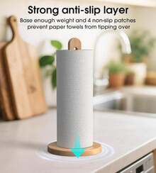CHAUNCEY HOME Wooden Paper Towel Holder Stand - Kitchen Paper Hanger Rack Bathroom Towel Roll Stand Organizer Simply Standing Countertop Paper Roll Holder, WPTH - ColorI - View 2