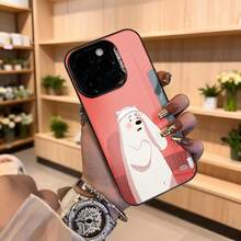 Funda para telefono con diseño de oso polar rosa con estampado de personaje animado y texto CASETTO para uso diario en floristeria,Aplicable a los teléfonos de la serie Apple y Galaxy - Blanco - Ver 4