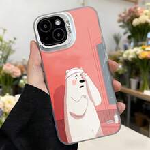 Funda para telefono con diseño de oso polar rosa con estampado de personaje animado y texto CASETTO para uso diario en floristeria,Aplicable a los teléfonos de la serie Apple y Galaxy - Blanco - Ver 7