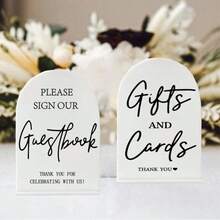 2pcs Transparent Acrylic Wedding Sign, Suitable For Ceremony And Wedding Reception, 5x7 Inch Modern Wedding Sign, Guest Book Signature, Greeting Card Gift Sign, Wedding Reception Sign With Stand, Wedding Decor, Home Decor, Room Decor, Party Gift, Bride Birthday, Graduation Birthday Decor, Party Decor, Bridal Shower - Multicolor - View 12