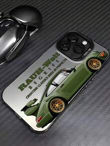 绿色炫酷跑车设计手机壳，兼容 17、16、15、14、13、12、11 Pro Max