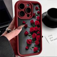 Funda de teléfono impresa Rosa Roja de Alto Valor y Estética para  17,  16,  15 Plus,  13,  15,  12 Pro Max,  16,  12,  16 Pro,  16 Plus,  15 Pro,  16 Pro,  16 Pro Max,  14 Plus Obtén un regalo para tu teléfono - 1 pieza - Ver 3