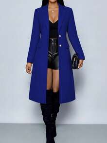 Women's Elegant Solid Color Long Sleeve Cardigan Jacket, Spring/Autumn - Blue - View 3