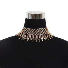 1pc Gold Mesh Tassel Necklace, Suitable For Important Occasions - Gold - View 2