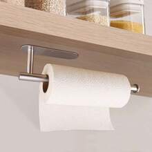 Timotech Porta Rollos de Cocina de Acero Inoxidable Soporte para Toallas de Papel para Cocina para Debajo del Gabinete Soporte para Servitoallas Autoadhesivo Incluye Adhesivo y Tornillos Plata - Plata - Ver 3