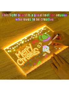 One Acrylic LED Illuminated Drawing Board With Stand, Which Can Be Used As An Illuminated Memo Board, LED Message Board Or Drawing Board. It Comes With 7-Color Pens And Is Suitable For Offices, Schools, Homes, Back-To-School Season And Other Occasions. - Multicolor - View 5