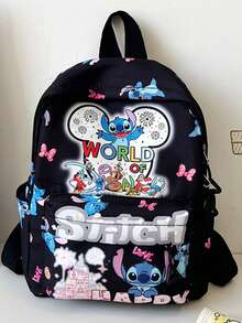 Disney Stitch Purple Backpack, Essential For Women And Fans - Fashionable Light Purple "Lilo & Stitch" Pattern Shoulder Bag - Multi-Compartment Mickey Silhouette Design Backpack - Durable And Stylish Disney Park Travel Bag - Multicolor - View 11