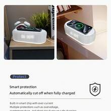 6-In-1 Multifunctional Wireless Speaker Wireless Charging Time Display Alarm Clock Colorful Lights Eye Protection Holiday Birthday Gift - trắng - Xem 8