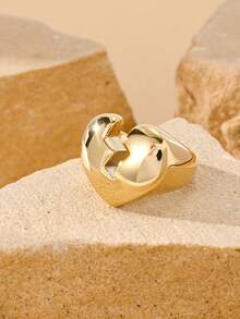 1pc Personalized Design Cracked Lightning Pattern Heart-Shaped Stainless Steel Ring Fashion Accessory For Men - Heart Shape - View 17