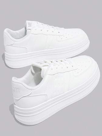 Women's Fashionable Platform Sneakers, Versatile Lace-Up Casual Shoes Suitable For All Seasons