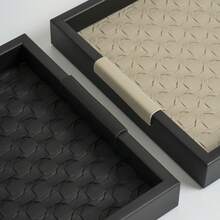 1pc Metal & Leather Woven Storage Tray, Minimalist Style Bathroom Towel Holder, Tabletop Cosmetic Lipstick Organizer, Bedroom Fragrance & Aromatherapy Display Plate, Living Room Entryway Decorative Catchall Tray, Available In Apricot & Black - Apricot - View 8