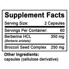 Bunkell Berberine Plus Supplement - Broccoli Seed Complex Extract - Supports Cardiovascular, Gut & Immune Health - 120 Capsules - 1 chai - Xem 2