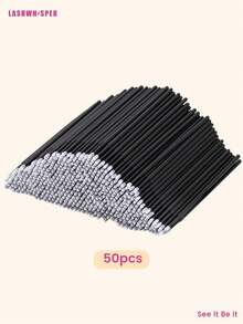 1 طقم أعواد قطن قابلة للتخلص منها للاستخدام في تطبيق الرموش الصناعية - فرشاة الرموش، فرشاة الشفاه وفرشاة الماسكارا، مجموعة أدوات التجميل، باللون الأسود، 50/150/300/450 قطعة - متعدد الألوان - مشاهدة 15