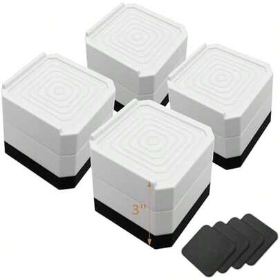 Paquete de 4 elevadores de cama resistentes, ajustables para muebles, para cama, sofá, escritorio, silla, bloques de altura de elevación de 1.5 pulgadas, 3 o 4.3 pulgadas (negro, dos capas