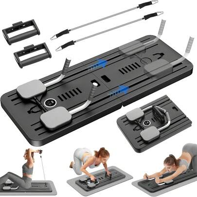 CARDIO BEAT Cama de Pilates Plegable Portátil | Máquina de Pilates Reformer Compacta con Soporte para Teléfono | Ejercicio de Piernas, Brazos y Core en Casa