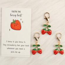 1/3/5pcs Strawberry Keychain Set, Comes With Strawberry Card, Cute Fruit Pendant, Suitable For Keys, Bags, Perfect Friendship Gift, Birthday Surprise, Gift For Family, Friends, Lover, Classmates, Holiday, Birthday Card - Red - View 9