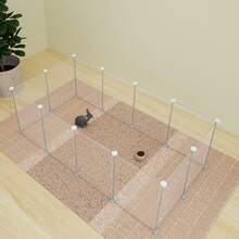 Removable Matte Pet Fence, Pet Dog House Cage Indoor Dog Kennel For Teddy, Corgi, Pomeranian, Isolation Matte Fence To Protect Small Dogs, Set (6/8/10/12 Pcs) Small Animal Playpen, Easy To Assemble, Suitable For Indoor And Outdoor Use, Portable Metal Wire Fence For Small Animals Like Guinea Pigs, Rabbits, Turtles, Hamsters, Puppies, Kittens - White - View 6