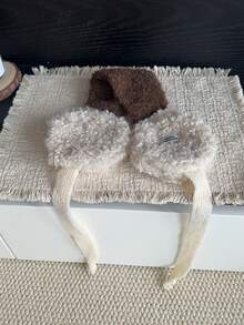 1pc Vintage Colorful Fluffy Knitted Earmuffs For Women, Warm & Windproof For Winter, Versatile White Ear Muffs - Baby Blue - View 14