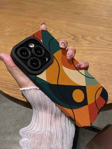 1 件装极简抽象线条几何竖条纹仿皮软壳保护手机壳，适合作为生日、节日礼物送给朋友、家人、情侣，适用于 17/17 Air/17 Pro/17 Pro Max、16/16 Plus/16 Pro/16 Pro Max、15/15 Plus/15 Pro - 彩色 - 查看 5