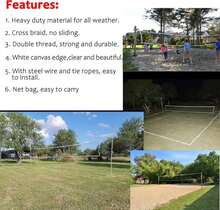 Professional Volleyball Net Outdoor Indoor For Backyard Beach Pool Schoolyard, Standard Size 32 FT X 3 FT - White - View 6