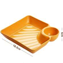 4pcs Reusable Food Containers, Square Snack Plates For Chips, Sushi, Dumplings, Desserts With Sauce Compartments