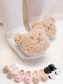 1 Pair Baby Infant Spring/Summer New Lace Trim Bear Boat Socks, Cute Bear Non-Slip Boat Socks, Soft Breathable Skin-Friendly - Multicolor - View 9