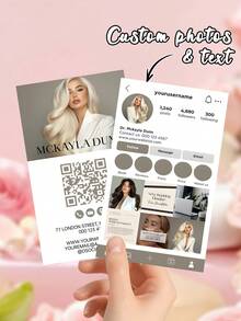 Custom 200/500/1000pcs Personalized Business Cards, Personalized Professional Work Cards, Suitable For Online Marketing And University Style, Beauty Salon, Hair Salon And Nail Art Business Cards,Exclusive Customized VIP Cards - Multicolor - View 1