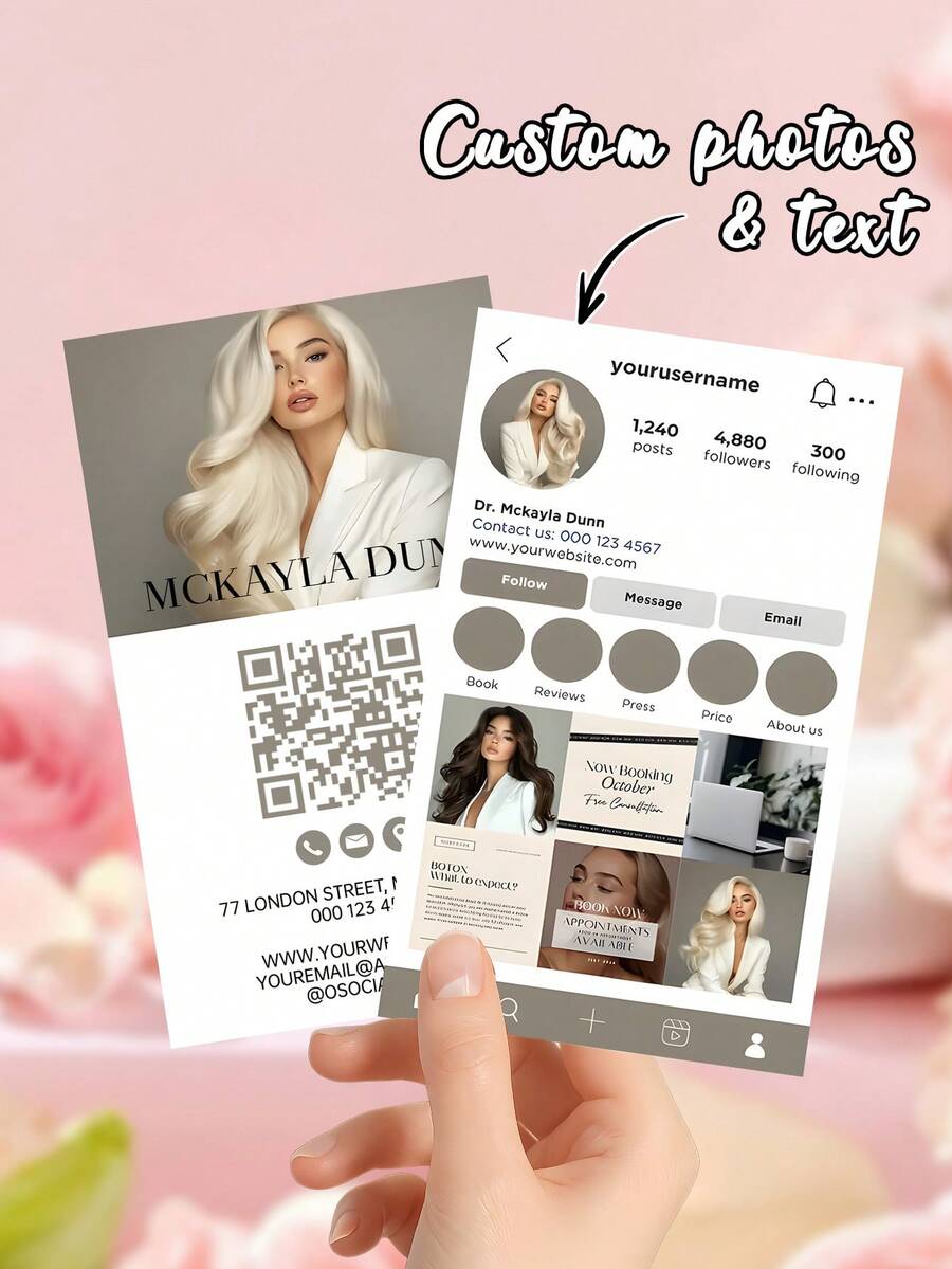 Custom 200/500/1000pcs Personalized Business Cards, Personalized Professional Work Cards, Suitable For Online Marketing And University Style, Beauty Salon, Hair Salon And Nail Art Business Cards,Exclusive Customized VIP Cards - Multicolor - View 1