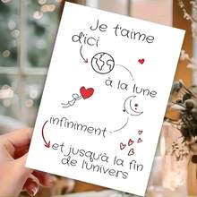 1 Thiệp Valentine kiểu Pháp "Thiệp tình yêu độc đáo - Nền trắng tinh khôi (Hình minh họa Trái đất và Mặt trăng), Thiệp tình yêu dịu dàng kèm phong bì, Bên trong để trống để viết lời nhắn cá nhân, Món quà lãng mạn hoàn hảo dành cho người yêu, Lý tưởng để bày tỏ tình cảm vô bờ bến, Thiệp duyên dáng kết hợp thiết kế tinh nghịch và sự ấm áp chân thành." - Nhiều màu - Xem 4