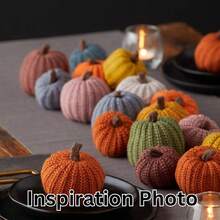Knit Pumpkins Set Of 5, Fall Favorite, Gifts Women, Autumn Bowl Fillers Fall Farmhouse Tier Tray Decor, Decorative Pumpkins Friend Autumn Set - Mini Knit Orange - 查看 7