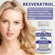 Resveratrol 3000 Mg With Black Pepper - Cardiovascular Support & Healthy Ageing - 120 Capsules - 1 Bottle - View 7