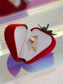 1pc Strawberry Shaped Jewelry Ring Box, Pink Or Rose Red Creative Ring Holder, Jewelry Box, Suitable For Wedding Party, Valentine's Day Gift, Can Store And Display Rings, Bracelets, Necklaces And Earrings, Graduation Decor, Party Supplies, Wedding Decor, Graduation Gift, Back To School Gift - Multicolor - View 7