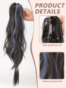 24 Inch High Ponytail Clip-On Synthetic Hair Ponytail, Ombre Braided Ponytail Extension - Multicolor - View 13