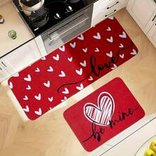 1 Stück Valentinstag Küchenmatte, Valentinstag herzförmiger Teppich, Roter Hintergrund Küchendekoration Kleiner Teppich, Küchendekoration Geschenk für Liebhaber, Weiches & bequemes Flanellmaterial leicht zu reinigen, Küchenteppich, Küchenmatte, Küchenfußbodenteppich, Fußmatte, Kleiner Teppich, Teppich, Läufer, Bodenmatte, Bereichsteppich, Outdoor-Matte, Heimdekoration, Bereichsteppich, Schlafzimmerteppich