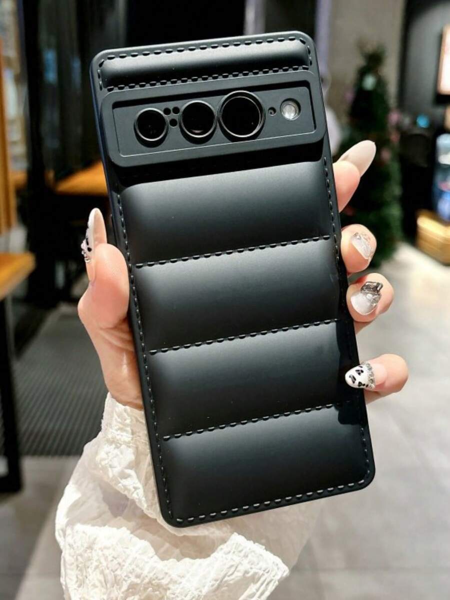 Ốp lưng điện thoại 3D màu trơn dạng áo khoác lông vũ lỏng bảo vệ ống kính, tương thích với Pixel 9 Pro XL 8 7 6 Pro 4 3 XL 9A 7A 6A 5A 4A 3A 5G, thời trang thu đông, sáng tạo, bảo vệ mặt sau.