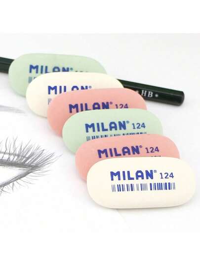 1pc/3pcs Random Color Oval Shaped Creative Spanish Milan Erasers Back To School