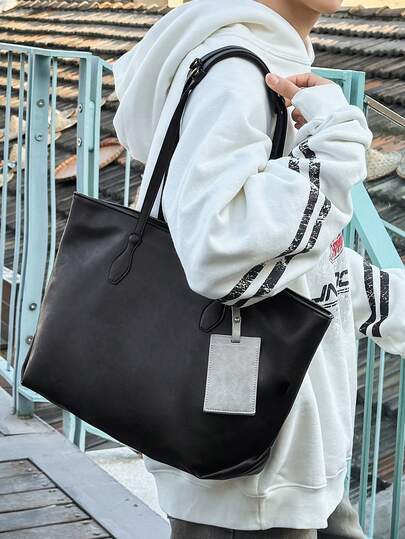 peach tree 大容量手提包，旅行单肩包，购物袋，男士购物袋，带卡槽的沙滩包，可重复使用购物袋，旅行包，适合大学、学校、郊游、度假，轻便，大容量，适合秋季、圣诞节购物、感恩节、冬季，可作钱包、收纳袋、健身包，黑色，多功能户外休闲旅行，送朋友的礼物，情人节礼物，桃树图案