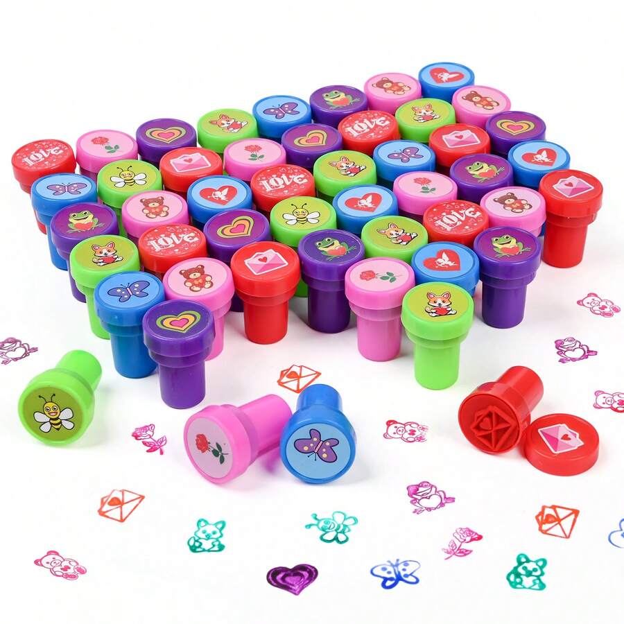 10/20pcs Valentine's Day Mini Self-Inking Stamp Set, Colorful Plastic Stamps With 10 Different Patterns, Great For Children Valentine's Day Party Favors, Classroom Rewards, School Goodie Bag Fillers, Random Colors - Valentine's Day 8 - View 1