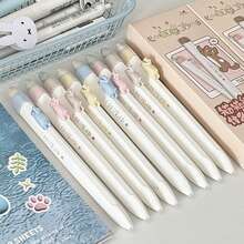 4pcs/Set Cute Cat Design Retractable Ballpoint Pens, Neutral Pens With 0.5mm Refill, Suitable For Students