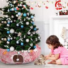 Túnel para Gatos Debajo del Árbol de Navidad de 3 Pies Circular y de Dona para Interior Juegos Festivos - como en la foto - Ver 7