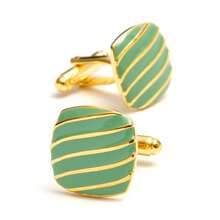 Square French Minimalist Men's Cufflinks, Suitable For Weddings, Banquets, Ceremonies, And Business Occasions - màu xanh lá - Xem 10