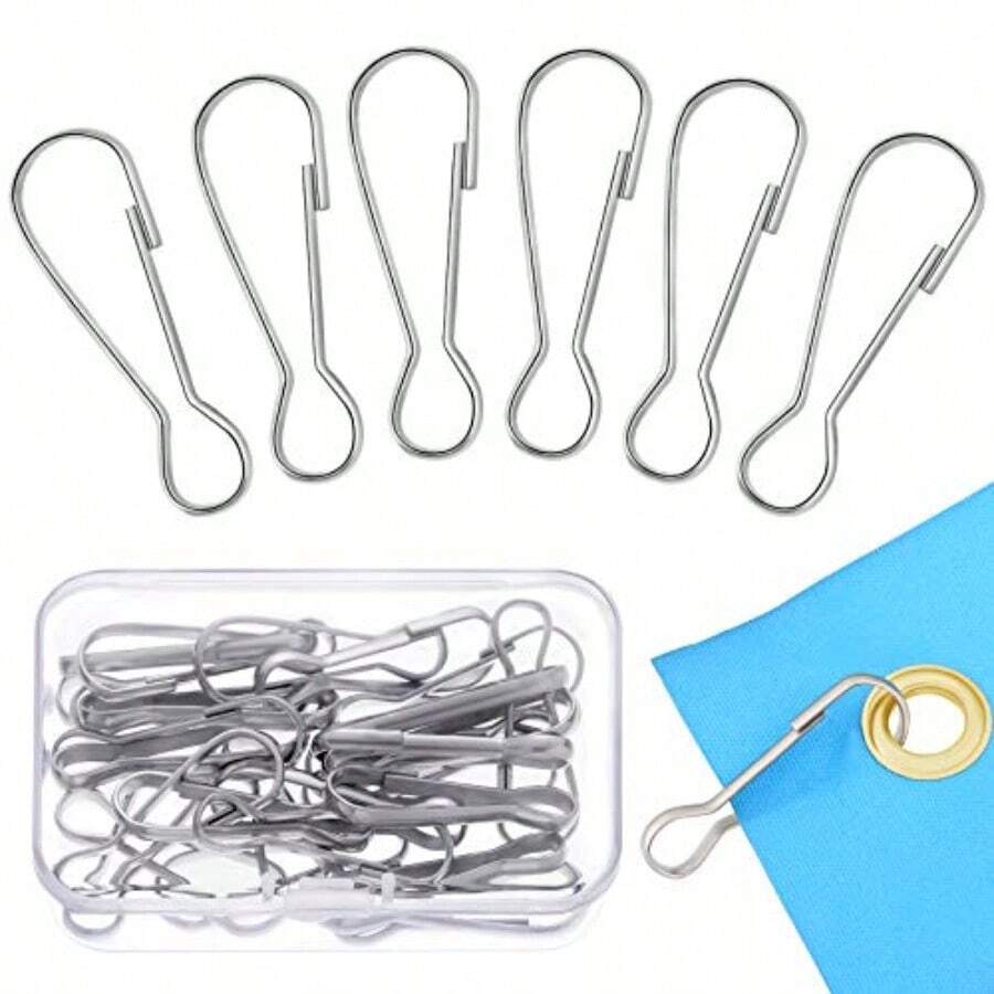 30 piezas de clip para mástil de bandera de acero inoxidable de 40 mm con caja de almacenamiento - Plateado - Ver 1