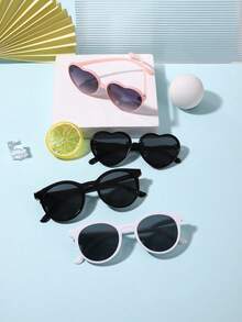 1 Set 4PCS Boy's And Girl's 7-14Y Cute Heart-Shaped And Round Frame Versatile Casual Style Fashion Glasses For Holiday Outing With Glasses Box - Multicolor - View 8