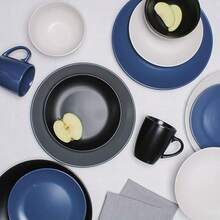 by Crown Baccara - Juego de 4 Platos Hondos Bowls o Cuencos de Cerámica - Blanco - Ver 6